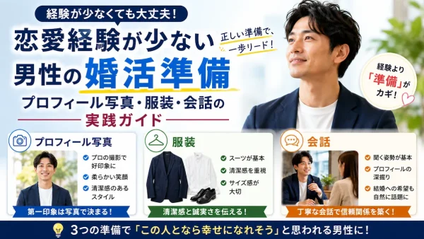 恋愛経験が少ない男性の婚活準備｜プロフィール写真・服装・会話の実践ガイド
