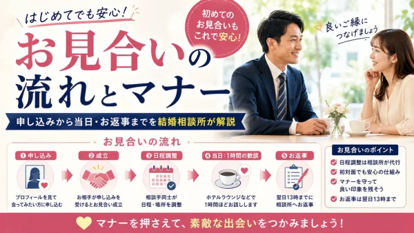 お見合いの流れとマナー｜申し込みから当日・お返事までを結婚相談所が解説
